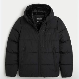 Hollister Men's Dark Puffer Jacket